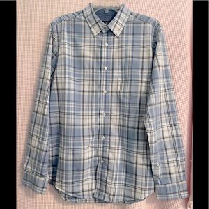 GEORGE long sleeve blue/gray/white dress shirt.  Size M (38-40)
